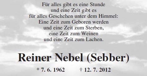 Todesanzeige Sebber